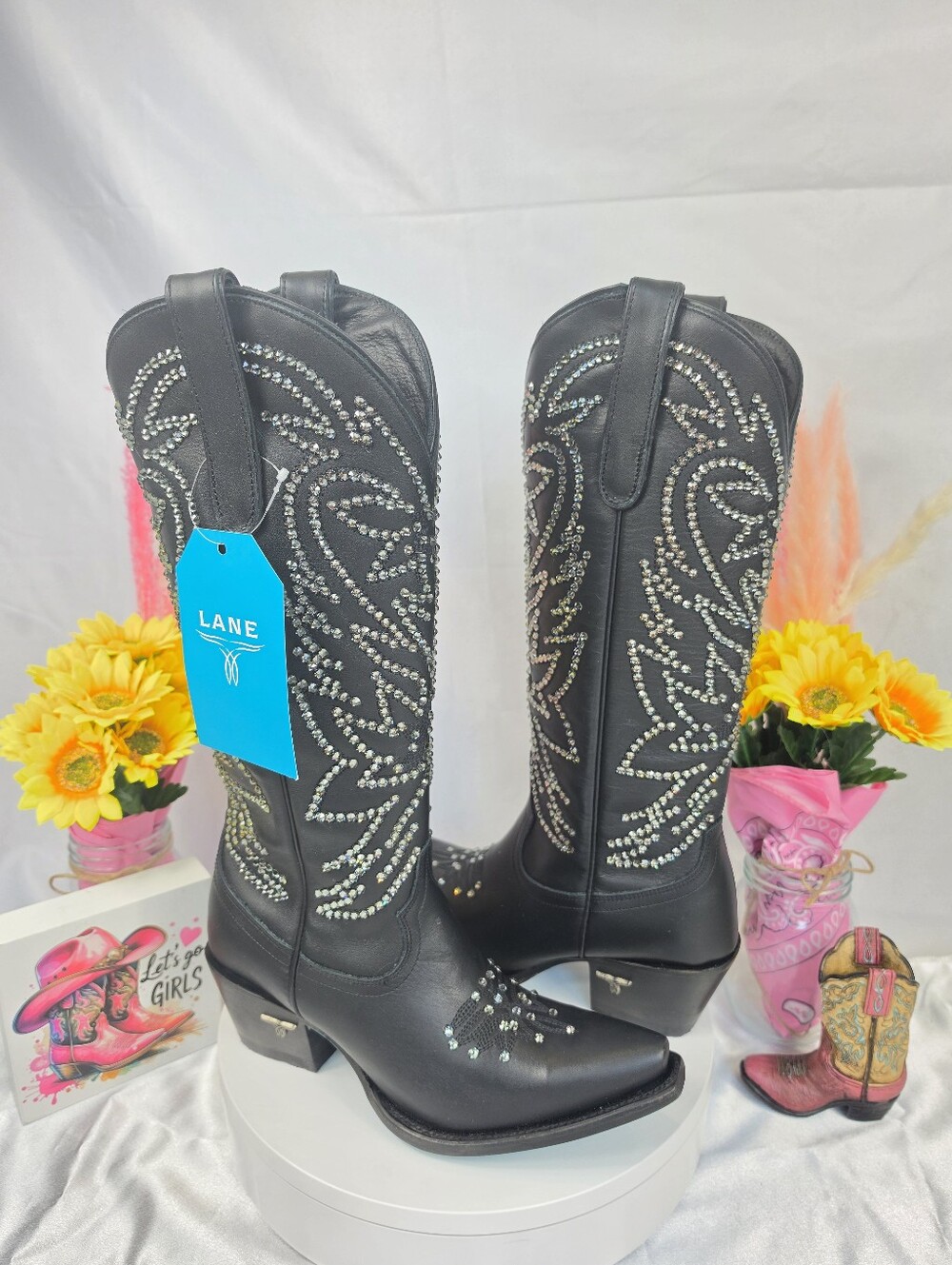 LANE Smokeshow Cowgirl Boots with Swarovski Crystals 7.5
